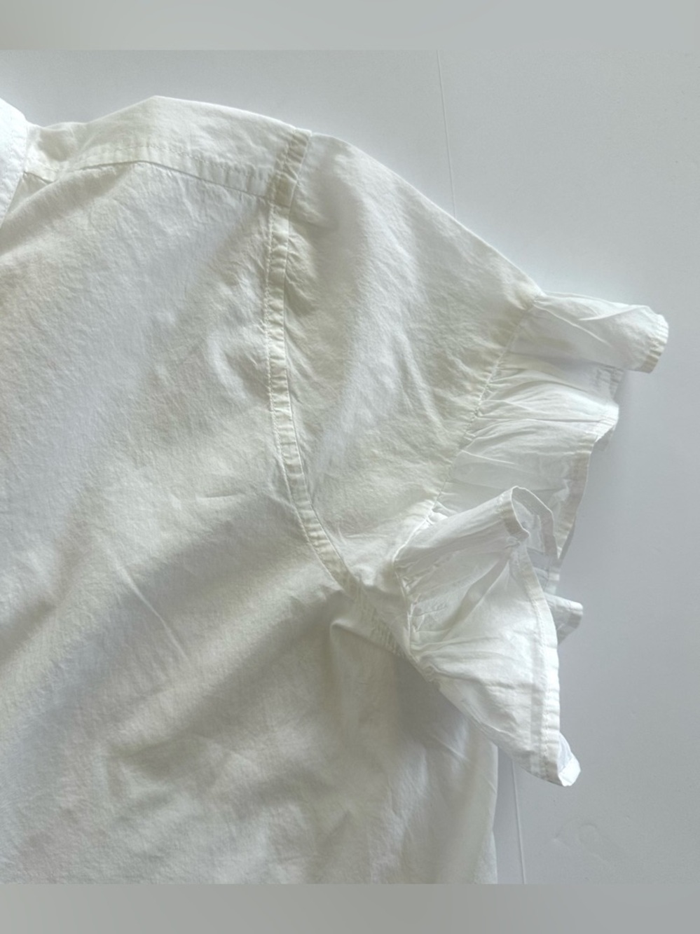 J.Crew White Classic Fit Lightweight Cotton Poplin Ruffle Sleeve Shirt | 16 - Picture 9 of 16
